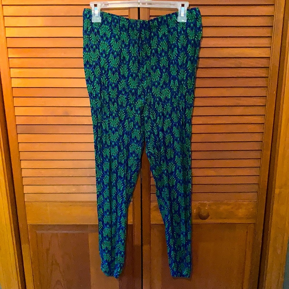Blue and green harem pants